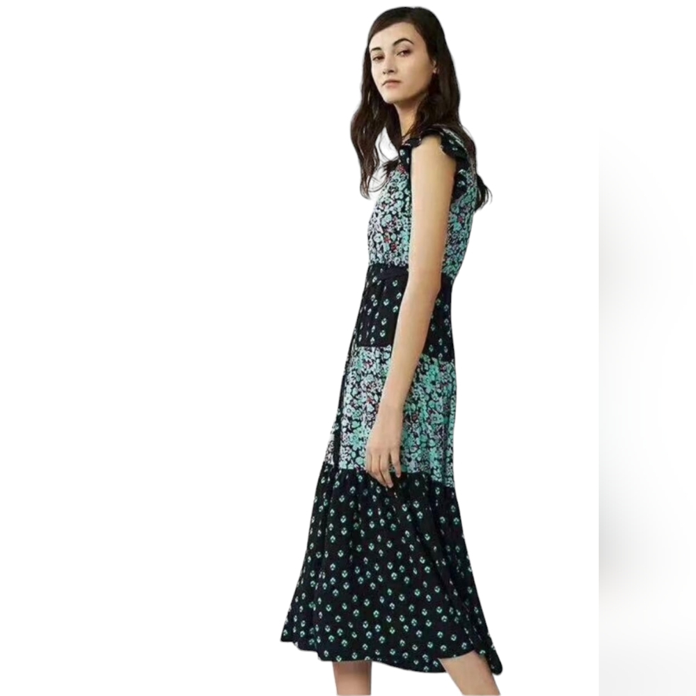 Maje Floral Midi Tiered Dress Size 1/Small